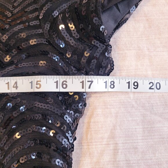 SUZY Black Sequins Party Blouse, Christmas T-Shirt Top, Size XS - Picture 6 of 7